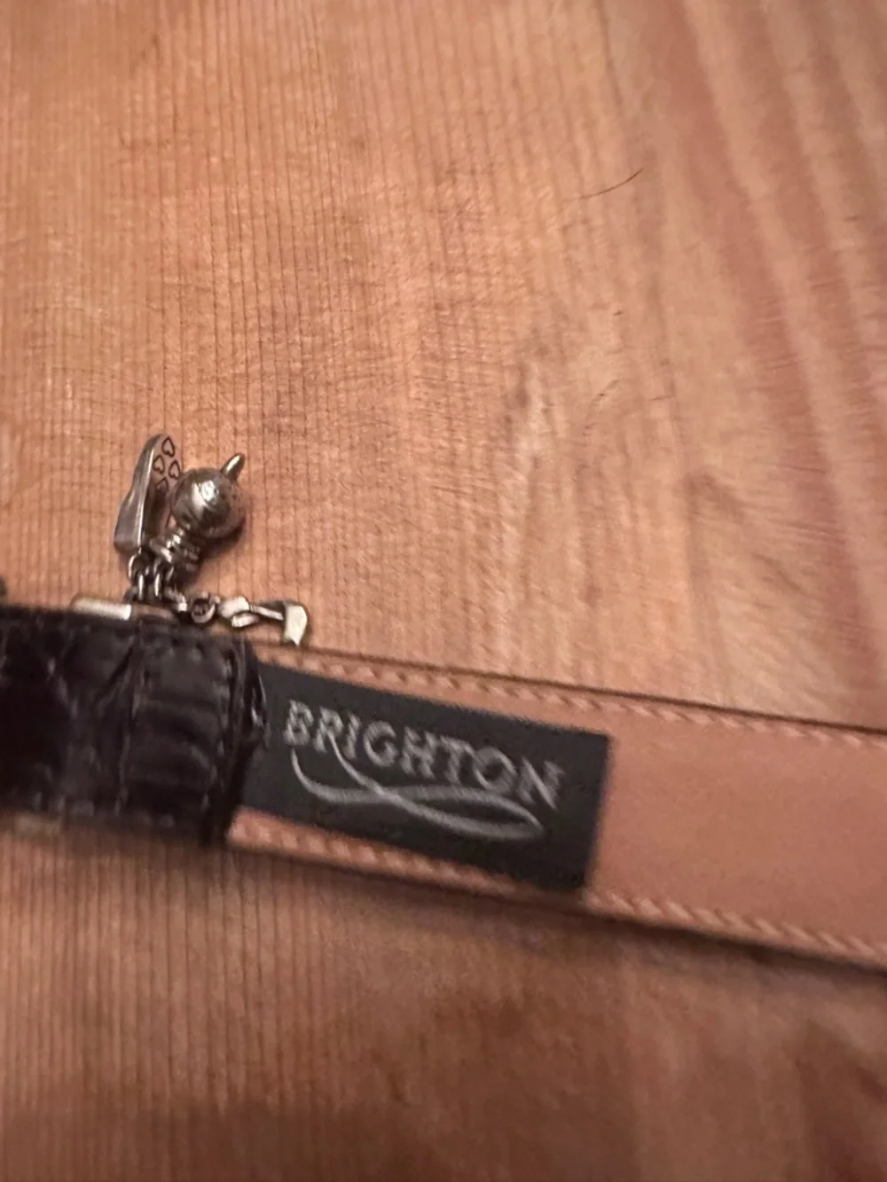 Brighton Dark Brown Croc-Embossed Leather Belt Silver Golf Charms size M/L 32